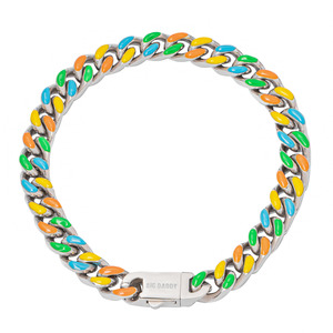 Big Daddy Enamel: Big Daddy 8MM Multi-colour Enamel Steel Cuban Bracelet