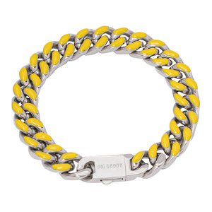 Big Daddy 13MM Enamel Yellow Steel Cuban Bracelet