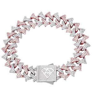 Big Daddy Spiked: Big Daddy 18MM Solid Two-Tone Spiked Iced Out Diamond Bracelet