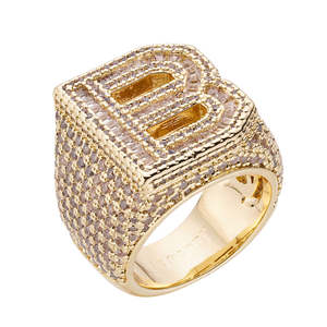 Big Daddy Gangster: Big Daddy "Bless Up" Baguette Iced Out Diamond Ring
