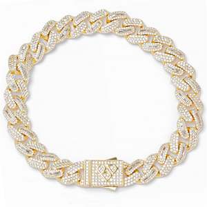 Big Daddy Baguette: Big Daddy 10MM Mix Baguette & Diamond Gold Iced Out Bracelet
