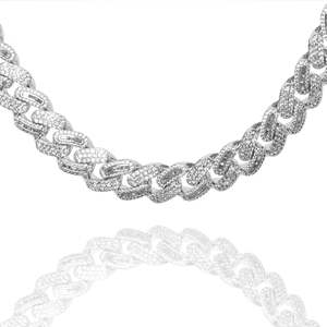 Big Daddy Baguette: Big Daddy 10MM Baguette Iced Out Silver Cuban Chain