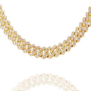 Big Daddy Baguette: Big Daddy 12MM Gold & Baguette Diamond Prong Cuban Iced Out Chain