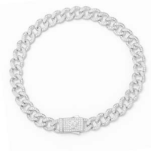 Big Daddy Curb: Big Daddy 8MM Iced Curb Cuban Silver Bracelet