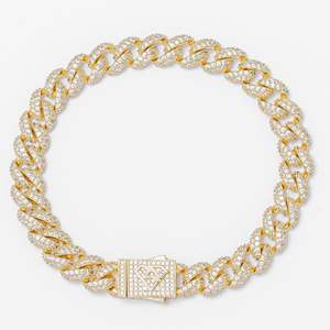 Big Daddy 9MM Diamond Curb Gold Iced Out Bracelet