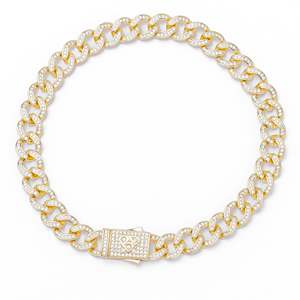 Big Daddy Curb: Big Daddy 8MM Iced Curb Cuban Gold Bracelet
