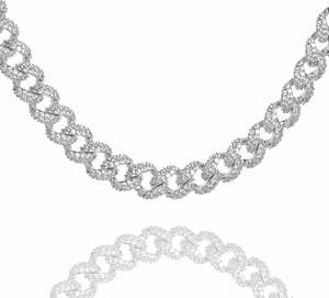 Big Daddy Curb: Big Daddy 9MM Diamond Curb Cuban Silver Iced Out Chain