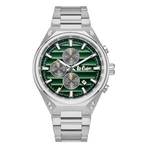 Lee Cooper: Lee Cooper Gavinus Multifuntion Green Dial Silver Watch - LC08026.370