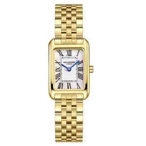 Lee Cooper: Lee Cooper Classic Square White Dial Gold Watch - LC08135.120