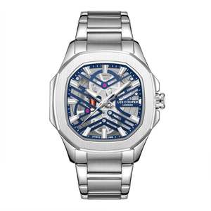 Lee Cooper: Lee Cooper dark blue square dial paired silver metal strap Men's Watch - LC08246.390