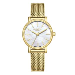 Lee Cooper Womens Watches: Lee Cooper Louna White MOP Dial Gold Mesh Watch - LC08292.120