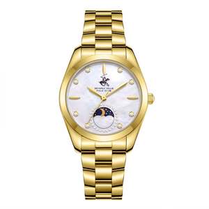 Beverly Hills Womens Watches: Beverly Hills Polo Club Moonphase Mother Pearl Gold Diamond Watch BP3833X.120
