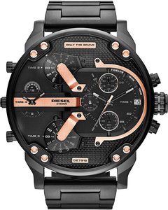 Diesel: Diesel Mr daddy Chronograph GMT Men's Black Roes Gold Watch DZ7312