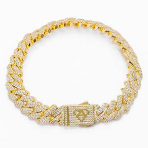 Big Daddy 14MM Full Iced Out Cuban Gold Bracelet 8 Inch (Defect)