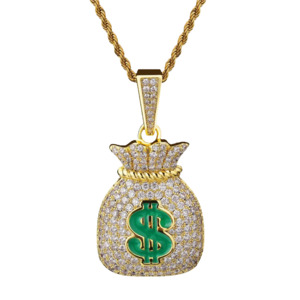 Summer Sale: Big Daddy Iced Out Money Bag Men's Pendant Necklace (Defect)