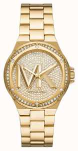 Michael Kors Womens Watches: Michael Kors Lennox Pave Quartz Crystal Gold Dial Ladies Watch MK7229