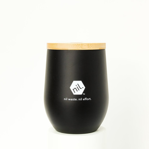 nil Coffee Cup 340ml - Black with two lids - Stainless Steel