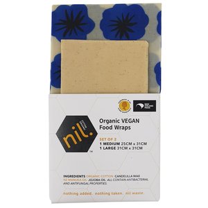Food Wraps – Eco Friendly Water Bottles & LunchWare: nil VEGAN Food Wrap Set of 2 - Med/Large (Forget Me Not)