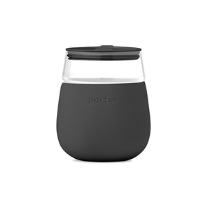Porter Glass Tumbler 444ml - Charcoal - Glass tumbler with Silicone Cover