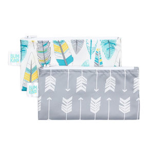 Bumkins Small Snack Bag 2pk - Feathers/Arrow Zip Closure