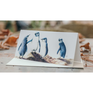 Products: Wild Grey Fox Greeting Card - Little Blue Penguins (End of the Road)