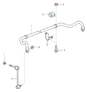 Suspension And Steering: Anti-roll / Sway / Stabiliser bar bush (front) - 986 Boxster S, 996/997 Carrera M030