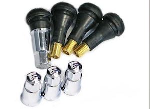 Porsche 911 Type 996 Modesl Exterior And Styling Parts: Porsche Crested Tyre Valve Caps (w/ Rubber stemmed valves)