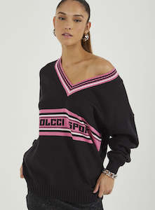 Oversized V-neck Knit Jumper Sport Culture