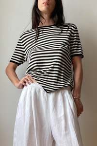 Stripe Silk Knit Tee - M