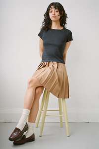 Skirts: Tan Pleat Skirt - XXS