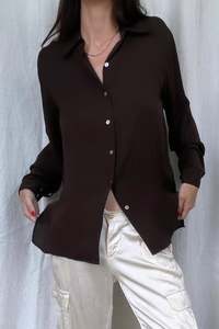 Chocolate Silk Shirt - S