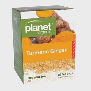 Food Drinks: Planet Organic Turmeric Ginger 25 teabags