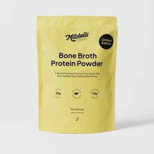 Natural Herbal Supplements: MITCHELLS BONE BROTH PROTEIN POWDER REAL BANANA 500G