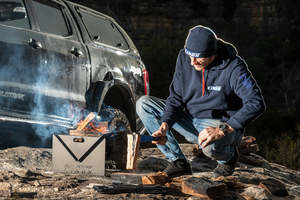 Camping: PORTABLE STEEL FIRE PIT & BBQ PLATE COMBO