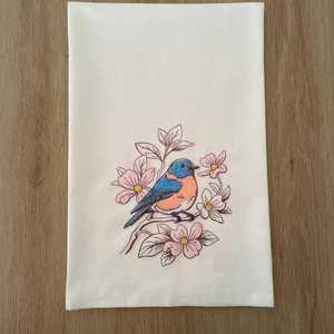Products: Embroidered Bluebird Tea Towel 100% Cotton Flour Sack Kitchen Towel - Wear&EM Limited