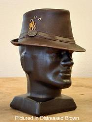 Fashion catalogue: Cowskin leather trilby hat
