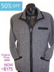 Fashion catalogue: Possum merino herringbone knitwear jacket