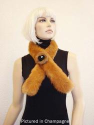 Fashion catalogue: Possum fur roll collar with rose