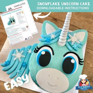 Products: Snowflake Unicorn Cake Printable Template Decorating Tutorial