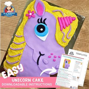 Products: Easy Unicorn Cake Printable Template and Decorating Tutorial