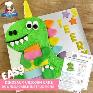 Products: Dinosaur Unicorn Cake Template and Easy Decorating Tutorial