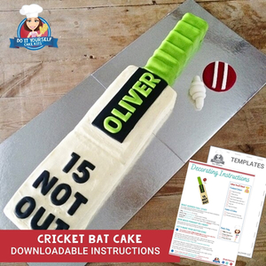 Products: Cricket Bat Cake Template and step by step Tutorial Easy Design