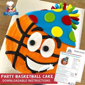 Products: Basketball Birthday Cake Printable Template Decorating Tutorial