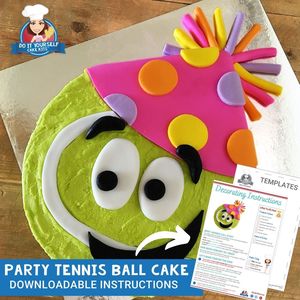 Products: Tennis Birthday Cake Printable Template Easy Decorating Tutorial