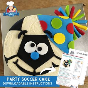 Products: Soccer Ball Birthday Cake Printable Template Decorating Tutorial