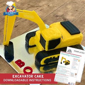 Products: Excavator Cake Design Downloadable Template and Tutorial