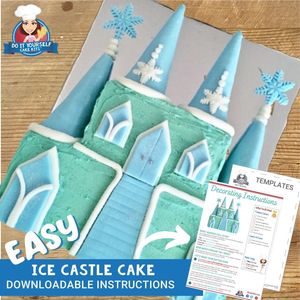 Products: Ice Castle Cake Printable Template Decorating Tutorial Frozen