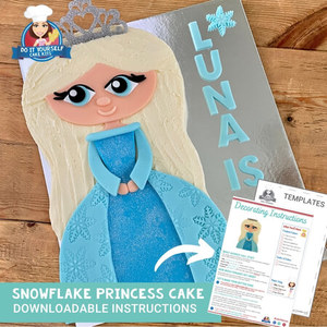 Products: Snowflake Princess Cake Template and Tutorial Frozen Cake Idea