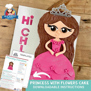 Products: Cute Princess Birthday Cake Templare and Tutorial Easy Design