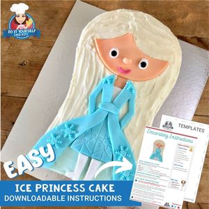 Products: Ice Princess Cake Printable Template Decorating Tutorial Frozen